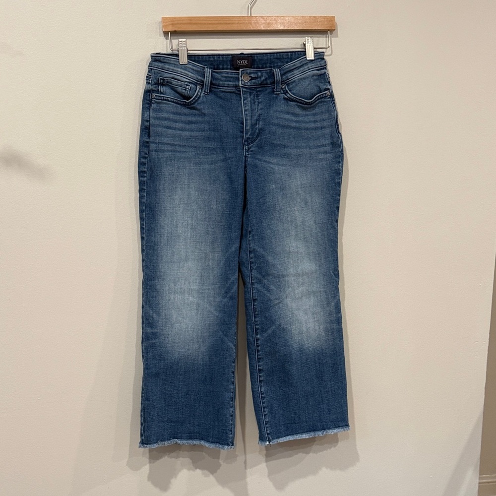NYDG Teresa Women's Cropped Wide Leg Blue Jeans